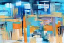 Abstract blauw oranje