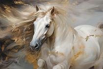 Wild paard met wapperende manen