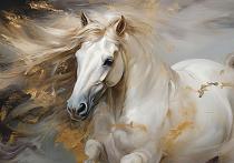 Wild paard met wapperende manen