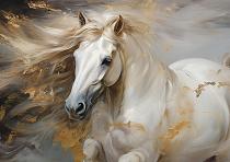 Wild paard met wapperende manen