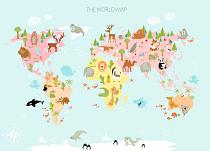 Wereldkaart met dieren