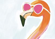 19891 ol flamingo met zonnebril 70x50