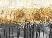 Schaduwen van goud. Een abstract boslandschap