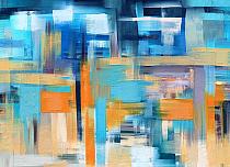 Abstract blauw oranje