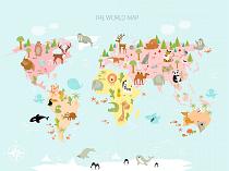 Wereldkaart met dieren