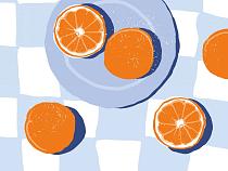 16582 ol sinaasappels op bord 40x30