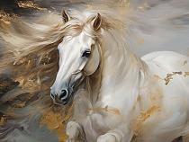 Wild paard met wapperende manen