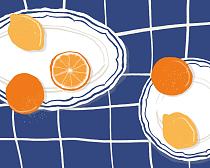 Citrusvruchten op bord