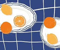 Citrusvruchten op bord