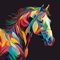 Grafisch getekend paard in Pop Art stijl