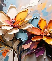 Olieverfschilderij van bloemen