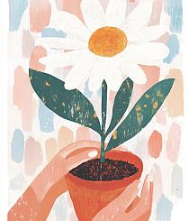 19757 op handen om bloempot 120x140