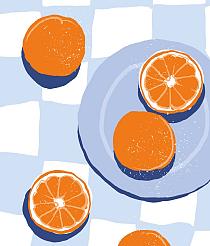 16612 op sinaasappels op bord 120x140