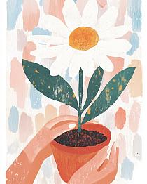 19729 op handen om bloempot 40x50