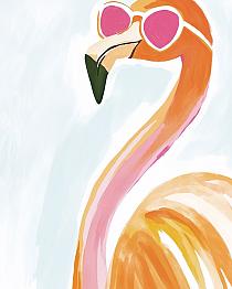 19879 op flamingo met zonnebril 40x50