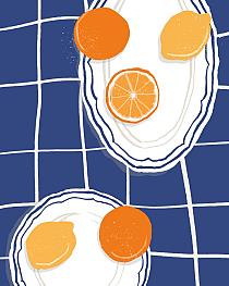 Citrusvruchten op bord