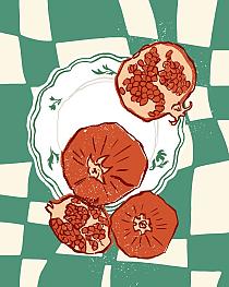 16784 op groene compositie met uien 40x50