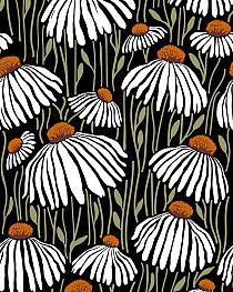 17912 op handgetekend patroon met bloemen 80x100