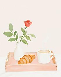 19479 op dienblad met ontbijt 40x50