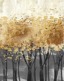 Schaduwen van goud. Een abstract boslandschap