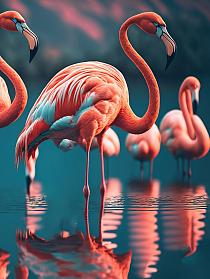 Flamingo's in water