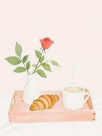 19476 op dienblad met ontbijt 30x40