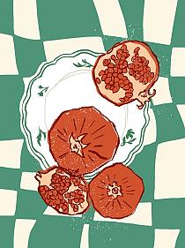 16805 op groene compositie met uien 90x120