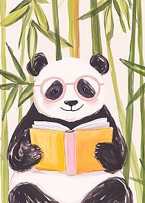 19834 op lezende panda 50x70