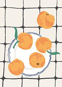 16689 op mandarijn op bord 50x70