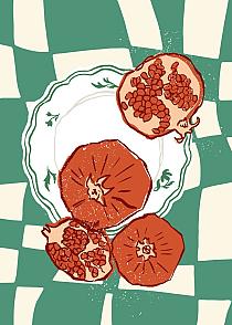 16789 op groene compositie met uien 50x70