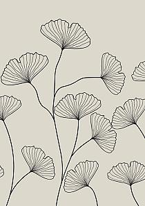 Fine line grijze bloemen