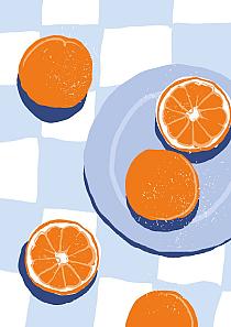 16617 op sinaasappels op bord a0