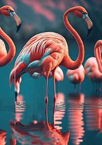 Flamingo's in water