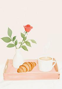 19512 op dienblad met ontbijt a0