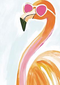 19916 op flamingo met zonnebril a0