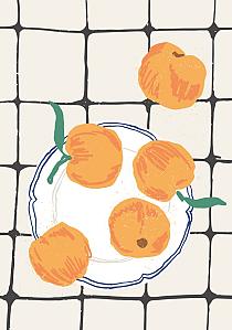 16723 op mandarijn op bord a0