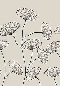 Fine line grijze bloemen