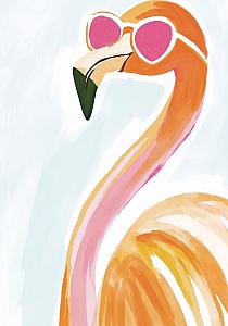 19892 op flamingo met zonnebril 70x100