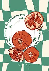 16797 op groene compositie met uien 70x100