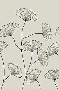Fine line grijze bloemen