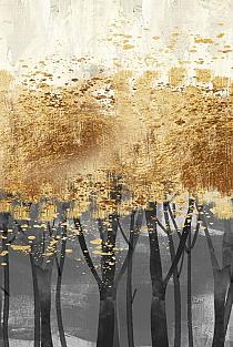 Schaduwen van goud. Een abstract boslandschap