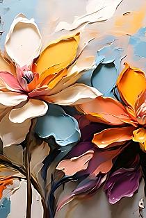 Olieverfschilderij van bloemen