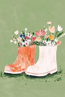 19673 op bloemen in laarzen 20x30