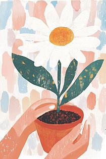 19723 op handen om bloempot 20x30