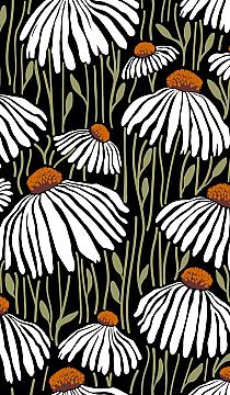 17910 op handgetekend patroon met bloemen 70x120