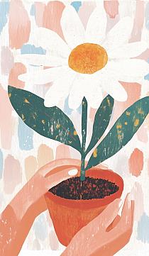 19743 op handen om bloempot 70x120