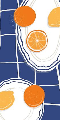 Citrusvruchten op bord