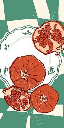 16795 op groene compositie met uien 60x120