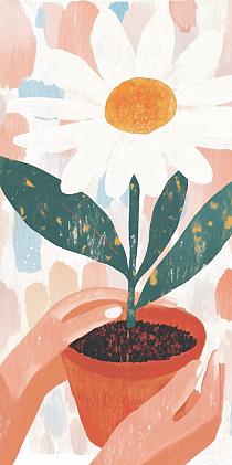 19735 op handen om bloempot 50x100