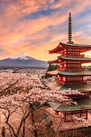 Berg Fuji en de Vredespagode, Japan
